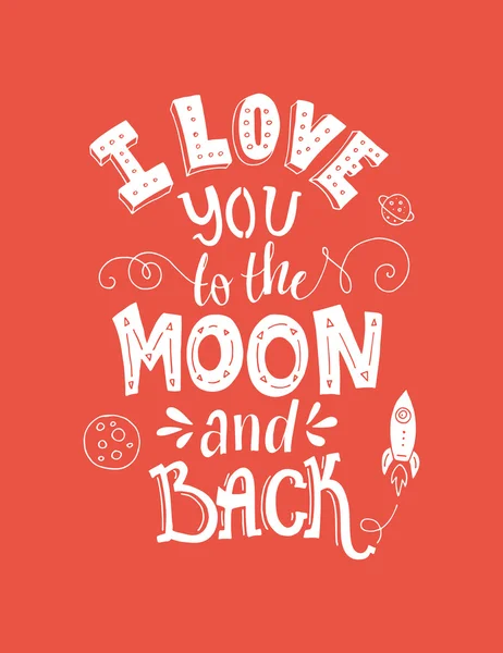 Kocham cię na księżyc i z powrotem. — Wektor stockowy