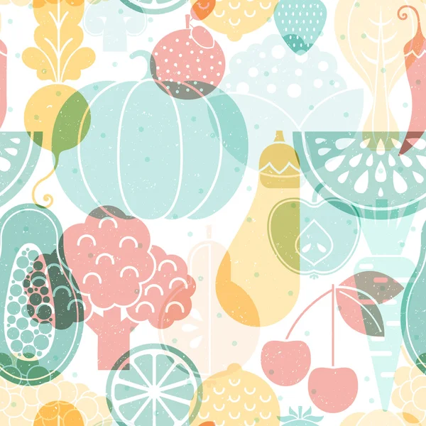 Background with different fruits and vegetables — ストックベクタ
