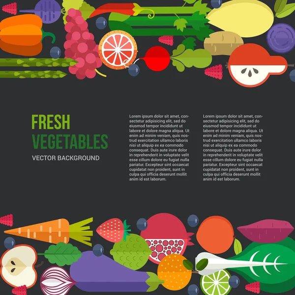 Шаблон з органічними фруктами та овочами — стоковий вектор