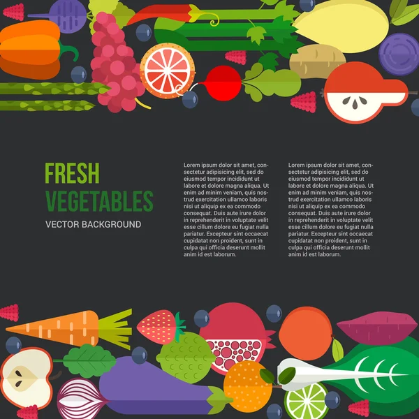 Modèle avec fruits et légumes biologiques — Image vectorielle