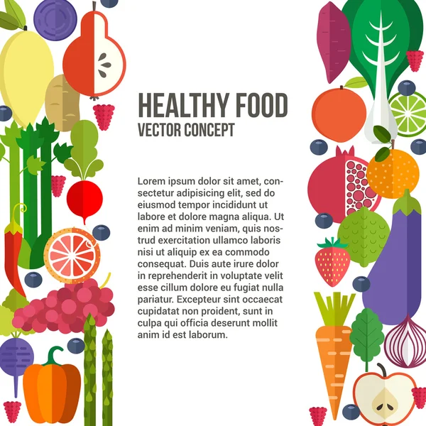 Plantilla de folleto con frutas y verduras orgánicas . — Archivo Imágenes Vectoriales