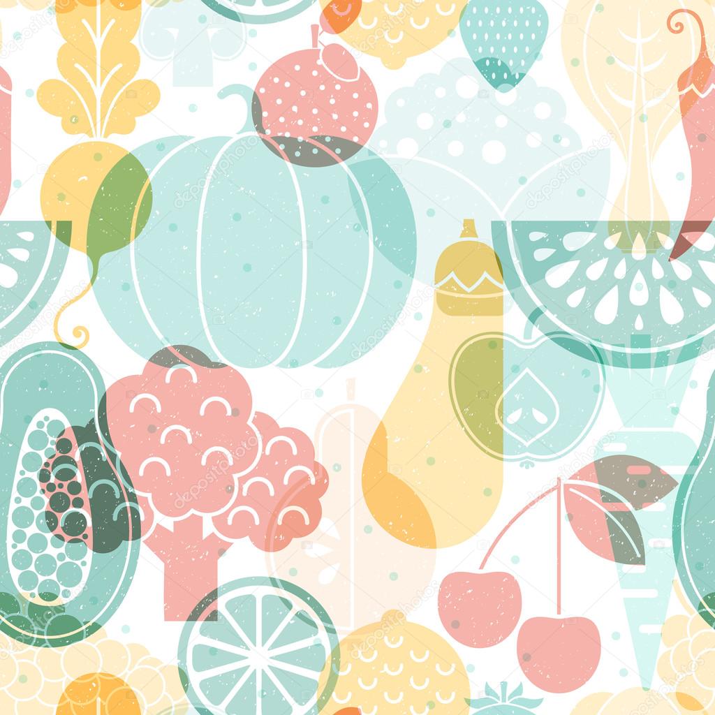 background with different fruits and vegetables