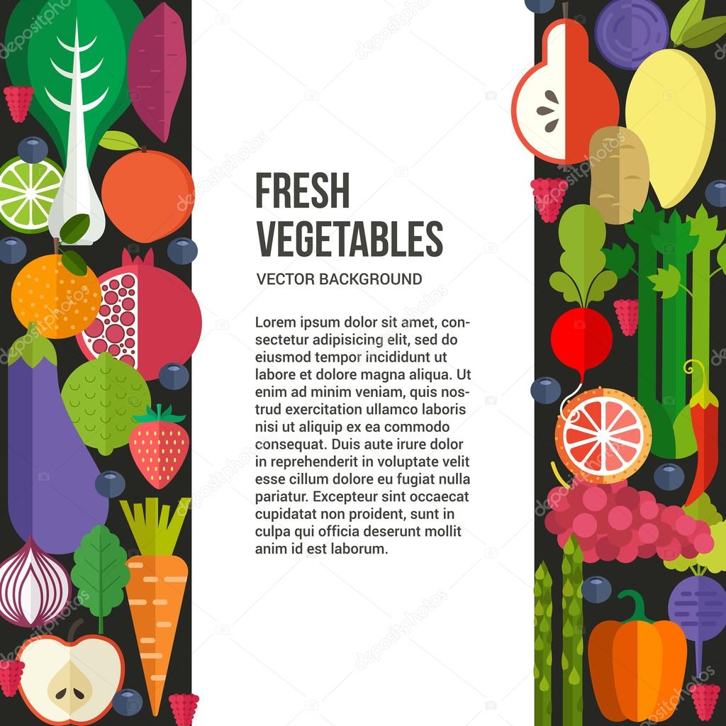 template with organic fruits and vegetables