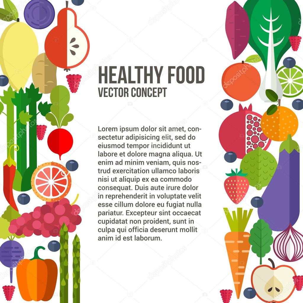 flyer template with organic fruits and vegetables.