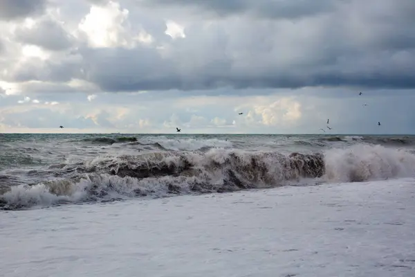 Tempête Mer Avec Grandes Vagues — Photo