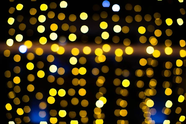 Žluté Bokeh Světla Černém Pozadí — Stock fotografie