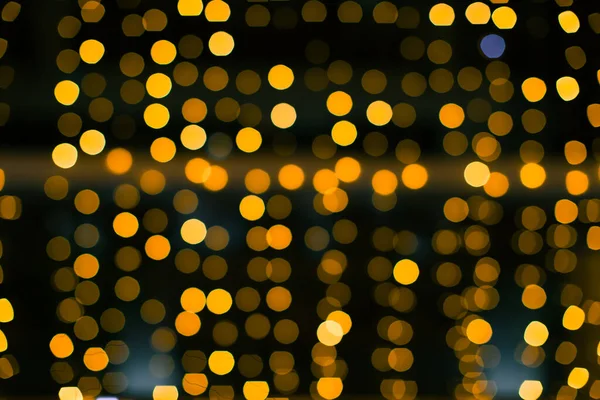 Amarelo Bokeh Luzes Fundo Escuro — Fotografia de Stock