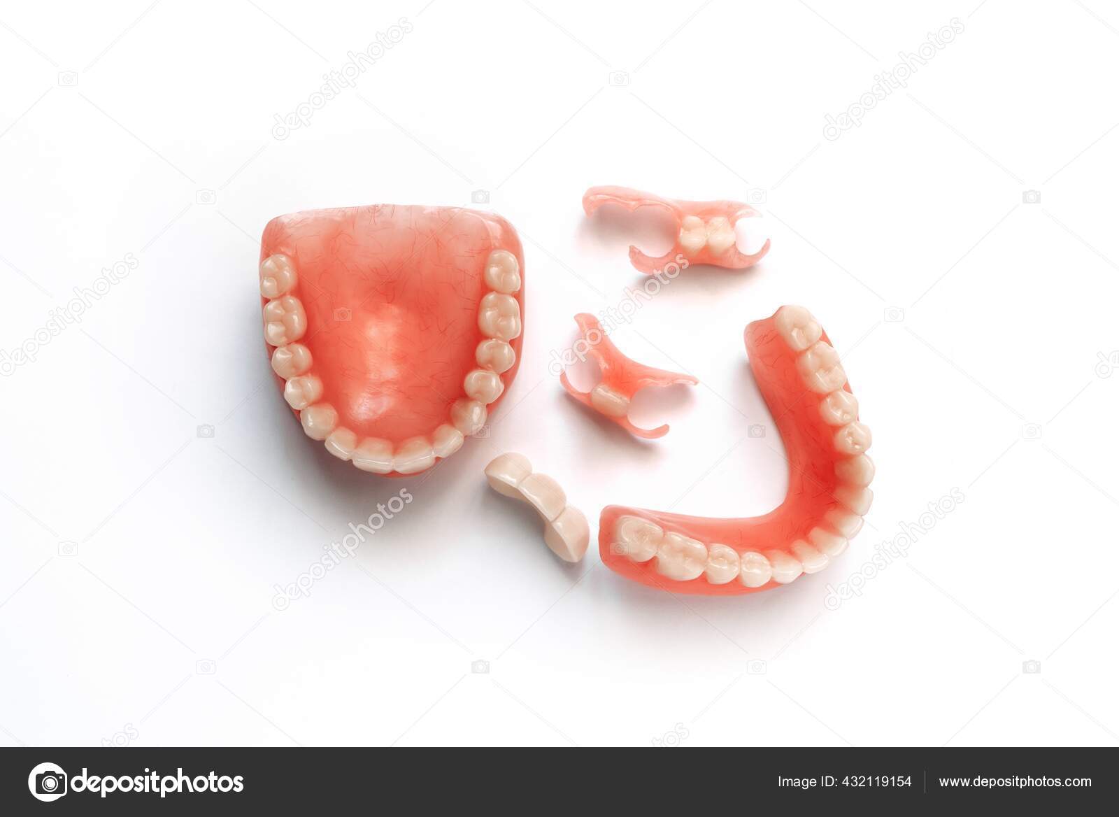 Dental Prosthetics White Background Dentures Prosthetic Teeth False