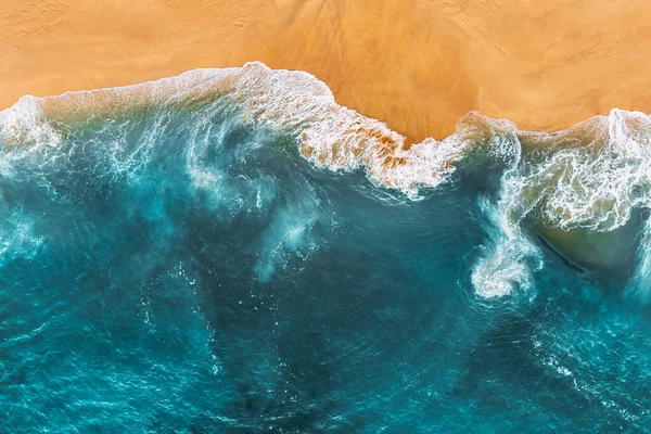 Relajante Escena Aérea Playa Banner Plantilla Vacaciones Verano Olas Surf — Foto de Stock