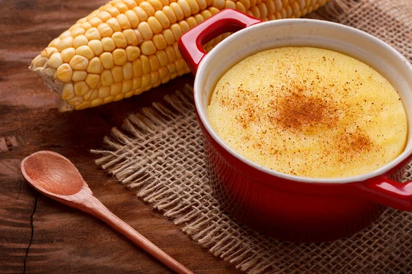 Brazilian sweet custard-like dessert curau de milho mousse of co — Stock Image Brazilian sweet custard-like dessert curau de milho mousse of co Stock Image