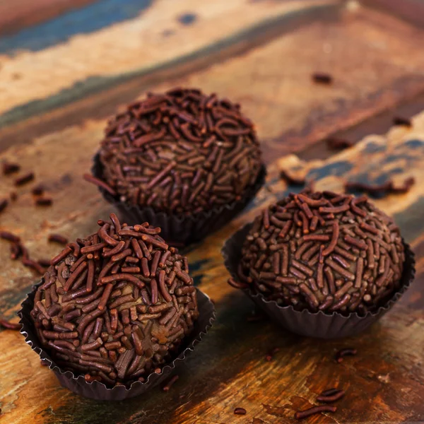 Brigadeiro ζαχαρωτό Βραζιλίας τρούφα σοκολάτας — Φωτογραφία Αρχείου