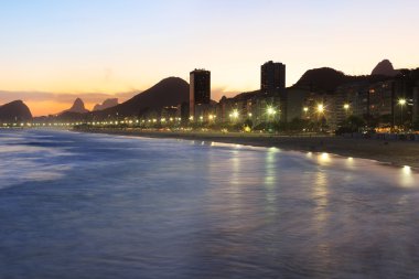 Copacabana Plajı, corcovado, deniz günbatımı ışık, rio de janeiro