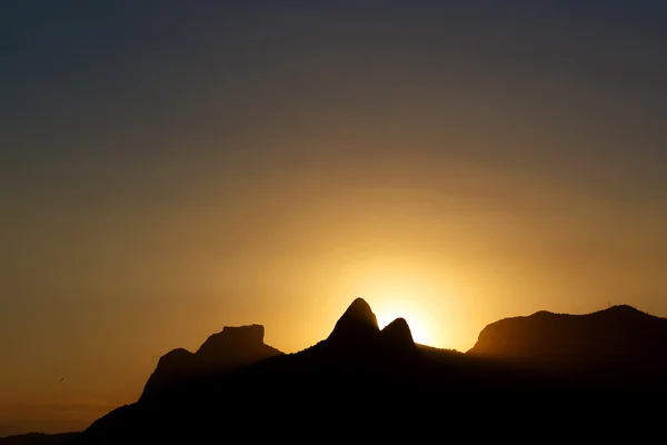 Background sunset mountain Pedra da Gavea, Two brothers, Ipanema