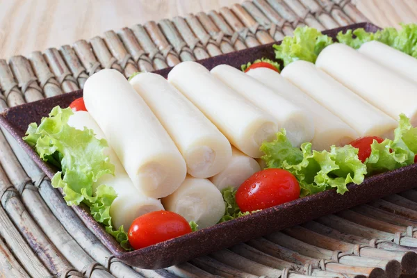 Heart of palm (palmito) with cherry tomato — Stock Photo, Image