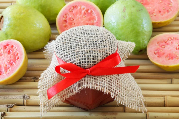 Brazilian dessert goiabada jam in jar — Stock Photo, Image