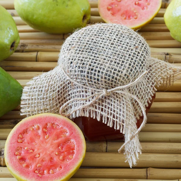 Brazilian dessert goiabada jam in jar — Stock Photo, Image