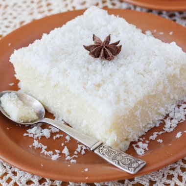 Brazilian traditional dessert: sweet couscous (tapioca) pudding (cuscuz doce)