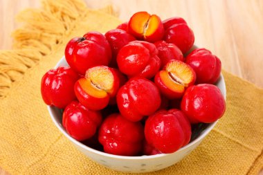 Malpighia glabra (red acerola), tropical fruit  clipart