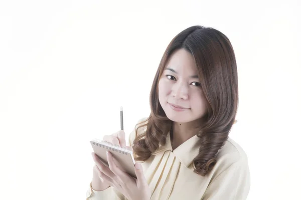 Mujer de negocios asiática con papel de nota — Foto de Stock