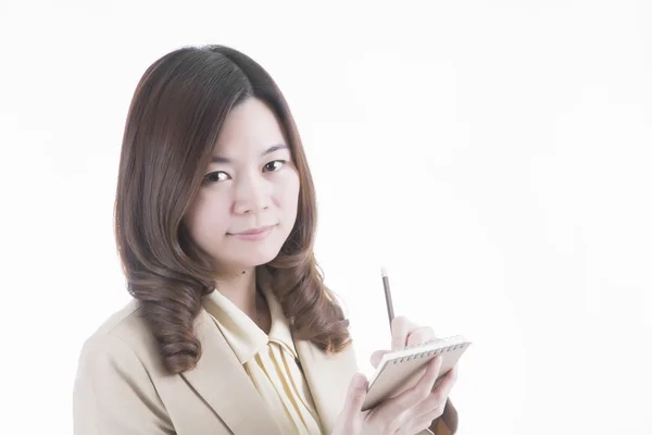 Not kağıdı ile Asya iş kadını Stok Resim