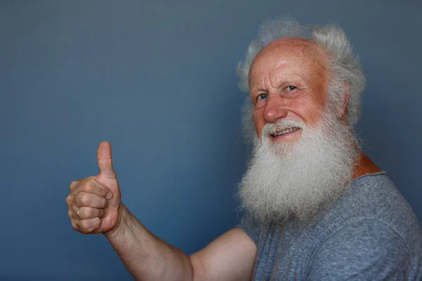 Old man with a long white beard — Stock Photo, Image