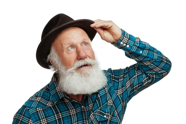Старий з довгою бородою — стокове фото