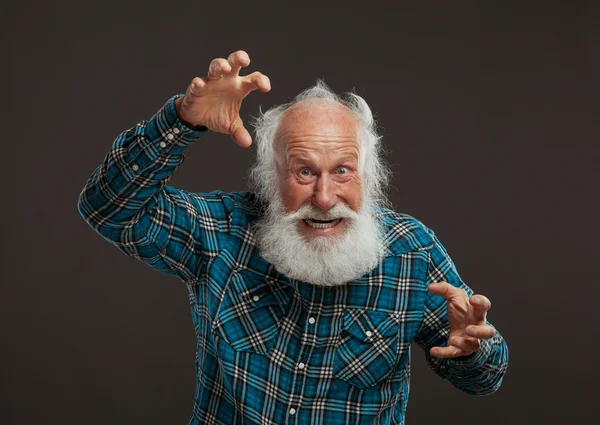 Old man with a long beard with big smile — Stock Photo, Image
