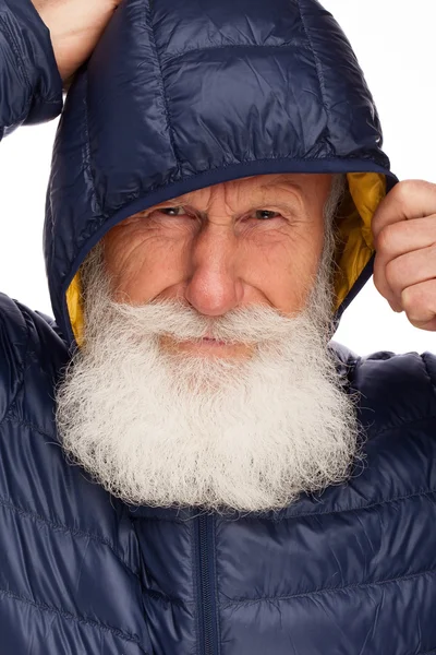 Porträtt av en gammal man med vitt skägg — Stockfoto