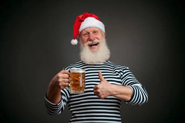 Marinheiro bonito. Marinheiro. Papai Noel com cerveja — Fotografia de Stock