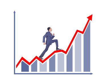 Grafik üzerinde tırmanma işadamı
