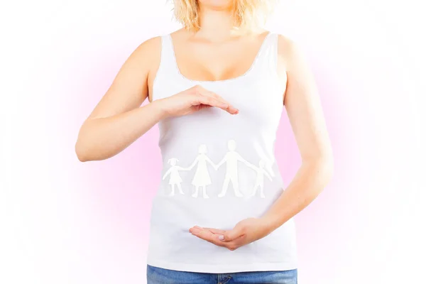 Girl protecting family — Stock Photo, Image