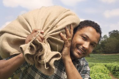 Kahve plantation adlı Brezilyalı kahve çiftçi