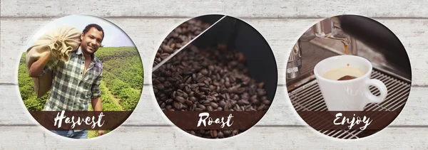 Coffee Process from harvesting to enjoying — Stock Photo, Image