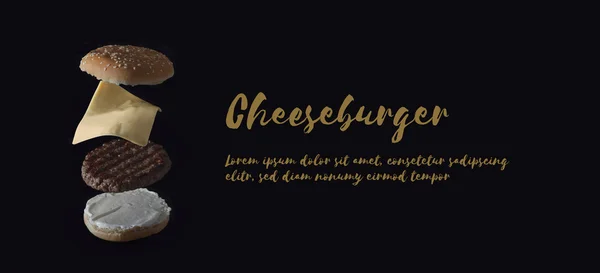 Banner Cheeseburger con copyspace — Foto Stock