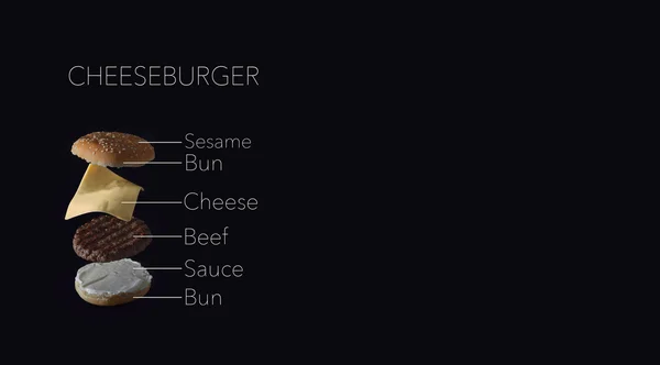 Cheeseburger Banner met ingrediënten en copyspace — Stockfoto