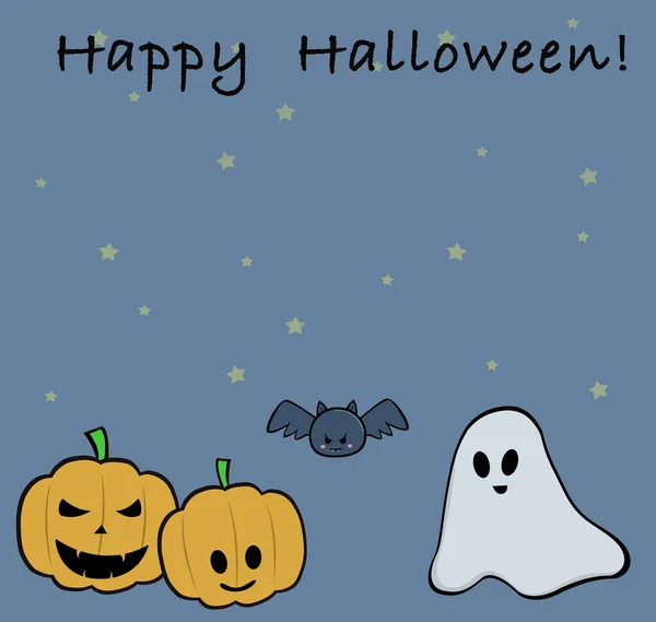 Хэллоуин праздник Тыквы, призрак и летучая мышь — стоковое фото