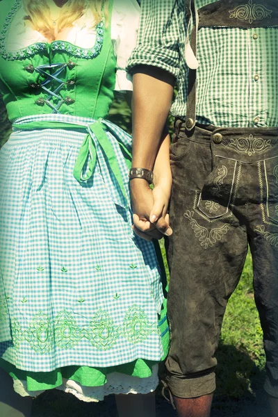 Interracial couple at Oktoberfest — Stock Photo, Image