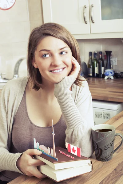 Young woman Daydreaming about Toronto, Canada — Stock Photo, Image
