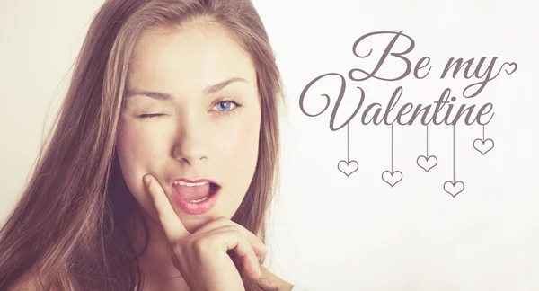 Winking vrouw Valentine's Day — Stockfoto
