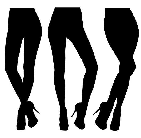 Vrouwelijke benen in verschillende posities geïsoleerd op witte achtergrond — Stockvector