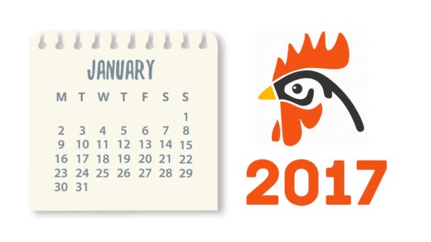 Calendrier pour l'année 2017. Année du coq . — Video