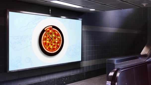 广告牌展示 比萨饼店展示 — 图库视频影像