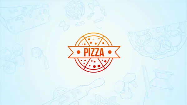 Fondo Blu Con Elementi Alimentari Pizza — Foto Stock