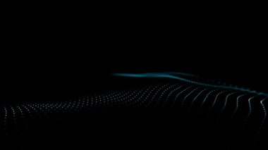 Sunum, reklam ve modelleme için hareket eden parçacıklara sahip soyut koyu mavi arkaplan