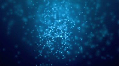 Nokta ve çizgilerle modern teknolojik pleksus mavi arkaplan