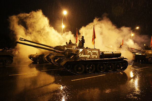 Rehearsal military parade the 70th anniversary in the Great Patriotic War