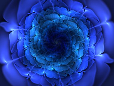 Soyut illüstrasyon mavi parlak çiçekler. 