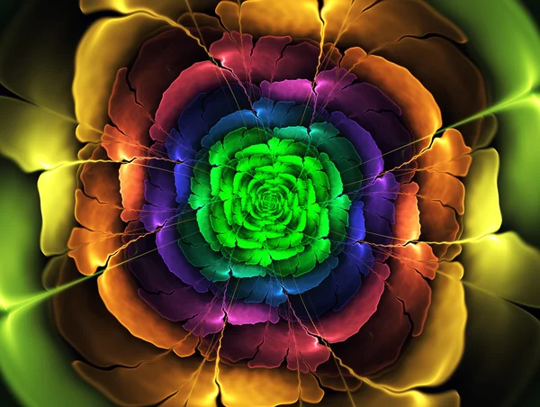 Heldere abstracte fractal kleurrijke bloemen. — Stockfoto