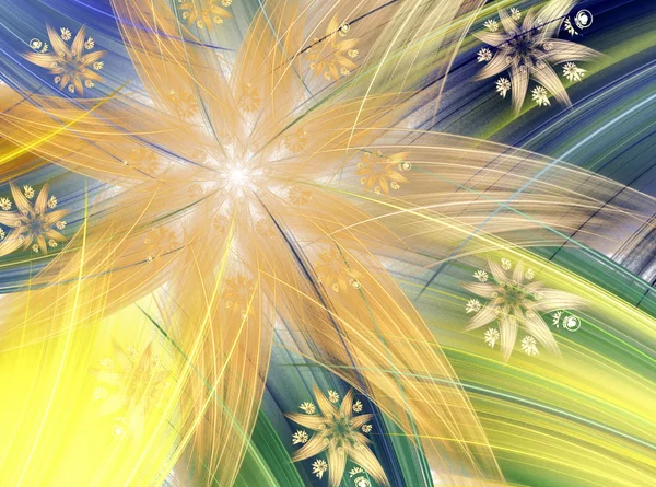 Flor fractal abstracta, estrella con colores brillantes — Foto de Stock