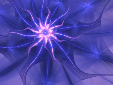 Soyut fraktal çiçek, enerji. Grafik. Mor, mavi